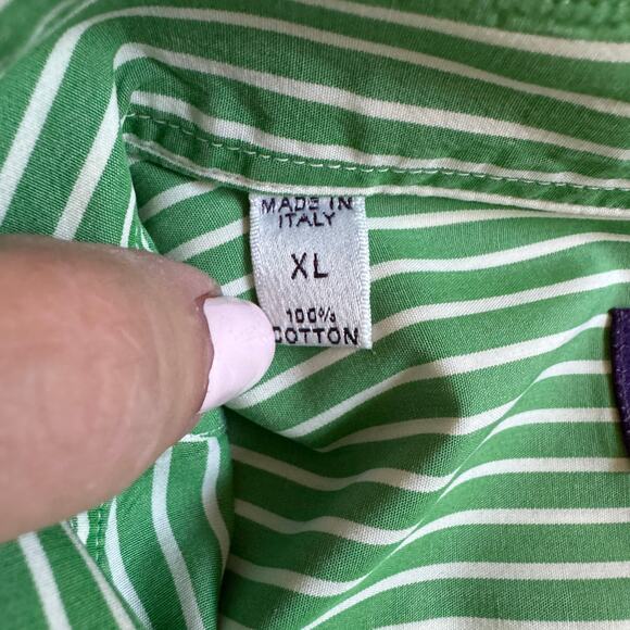 Ralph Lauren Purple Label Mens Stripe Long Sleeve Dress Shirt EUC Size XL Preppy - Picture 8 of 13